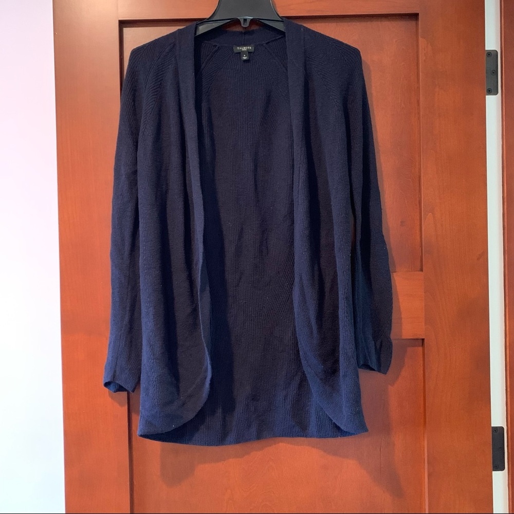 Talbots Navy Open Front Cardigan Sweater